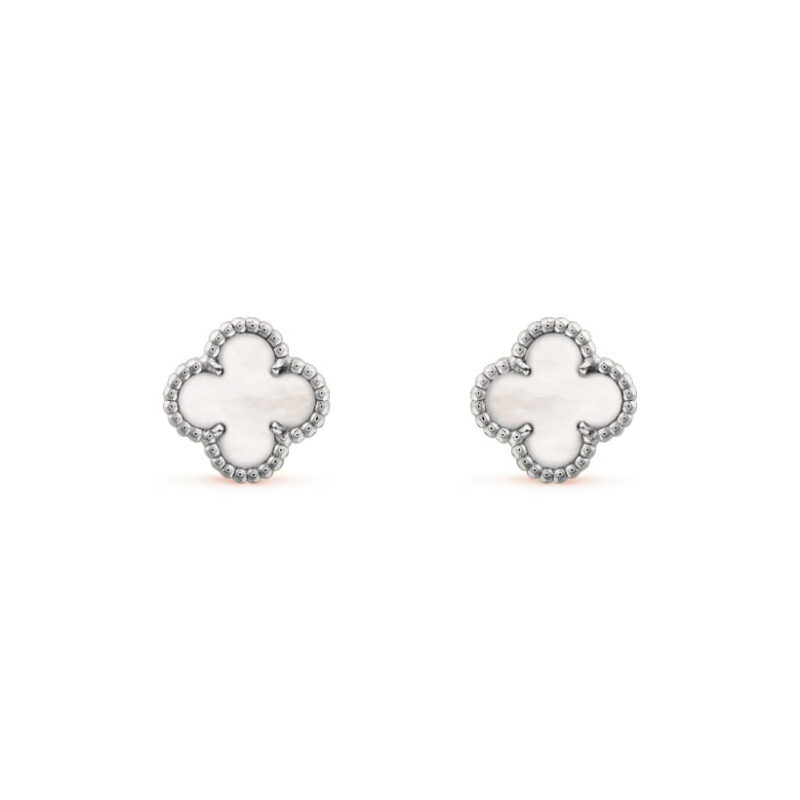 Van Cleef & Arpels VCARG12000 Sweet Alhambra earstuds White gold Mother-of-pearl Earrings 1