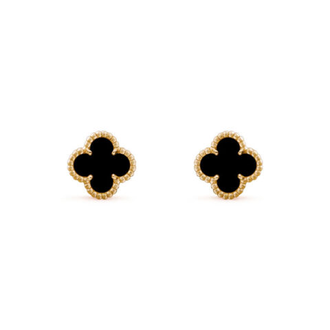 Van Cleef & Arpels VCARA44900 Sweet Alhambra earstuds Yellow gold Onyx Earrings 1