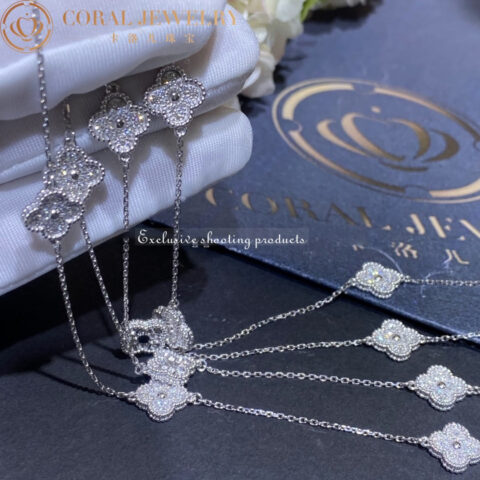 Van Cleef & Arpels VCARO85A00 Sweet Alhambra long necklace 16 motifs White gold Diamond necklace 19
