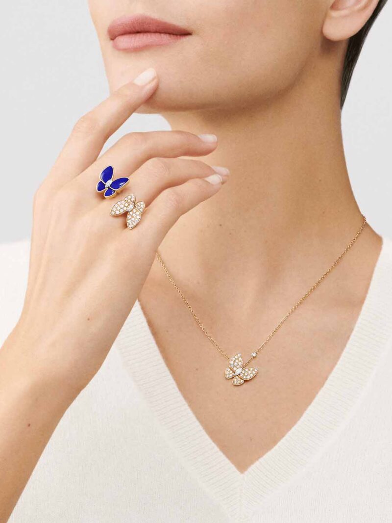 Van Cleef & Arpels VCARP3DN00 Two Butterfly Between the Finger ring Yellow gold Diamond Lapis Lazuli ring 7