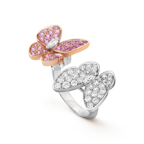 Van Cleef & Arpels VCARO3M500 Two Butterfly Between the Finger ring White gold Diamond Sapphire ring 1