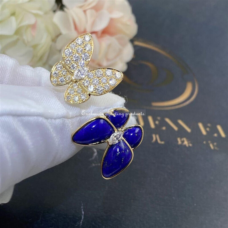 Van Cleef & Arpels VCARP3DN00 Two Butterfly Between the Finger ring Yellow gold Diamond Lapis Lazuli ring 6