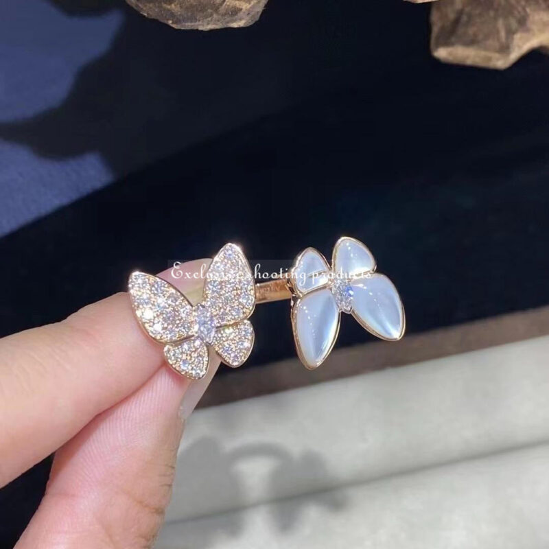 Van Cleef & Arpels VCARO7AL00 Two Butterfly Between the Finger ring Rose gold Diamond Mother-of-pearl ring 6