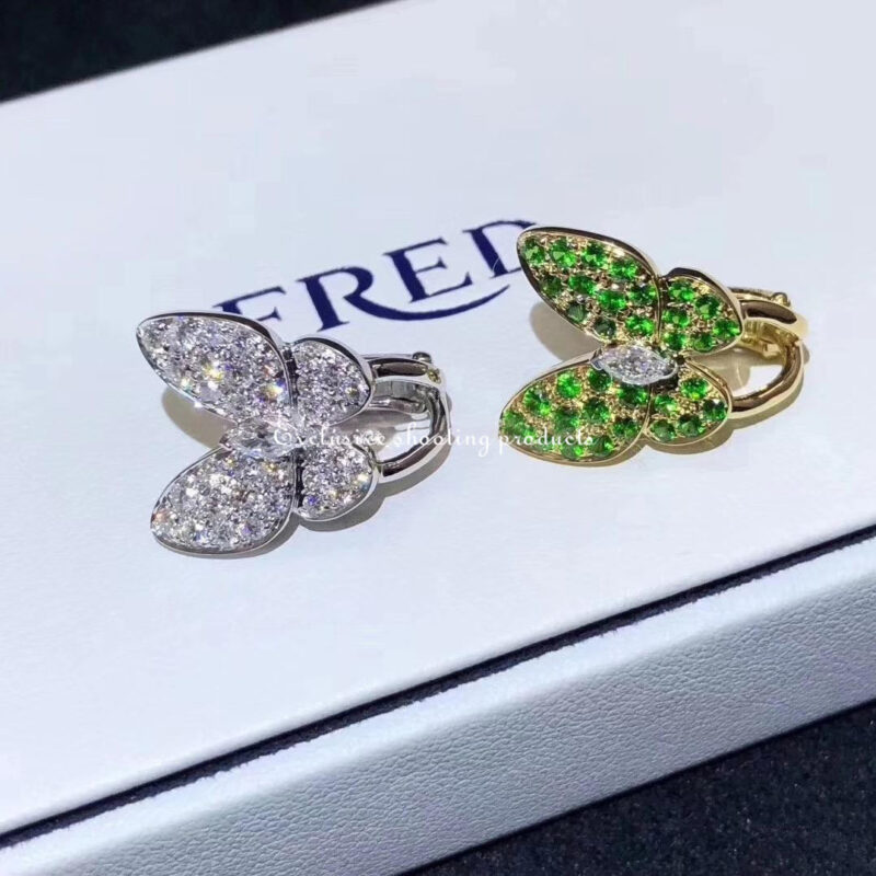 Van Cleef & Arpels VCARO6W600 Two Butterfly earrings Rose gold Diamond Tsavorite 4