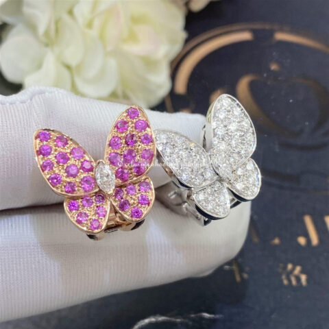 Van Cleef & Arpels VCARO3M600 Two Butterfly earrings White gold Diamond Sapphire 8