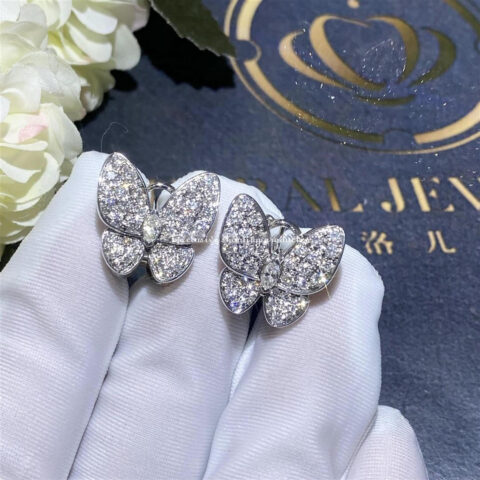 Van Cleef & Arpels VCARB82900 Two Butterfly earrings White gold Diamond 11