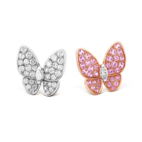 Van Cleef & Arpels VCARO3M600 Two Butterfly earrings White gold Diamond Sapphire 1