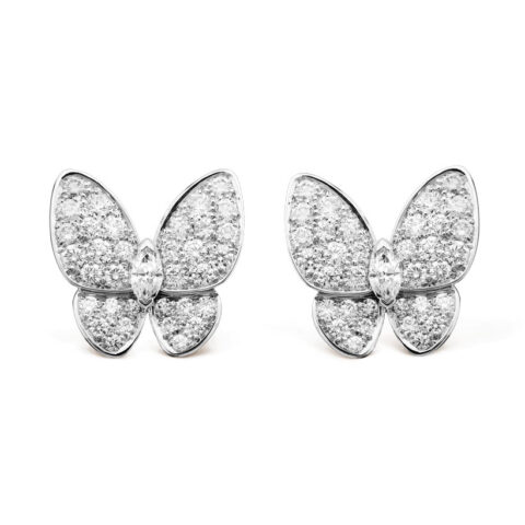 Van Cleef & Arpels VCARB82900 Two Butterfly earrings White gold Diamond 1