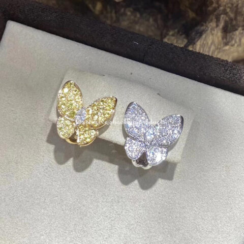 Van Cleef & Arpels VCARB15100 Two Butterfly earrings Yellow gold Diamond Sapphire 8