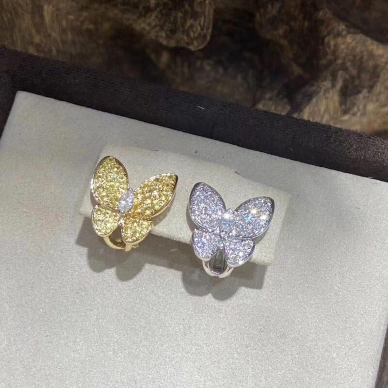 Van Cleef & Arpels VCARB15100 Two Butterfly earrings Yellow gold Diamond Sapphire 7