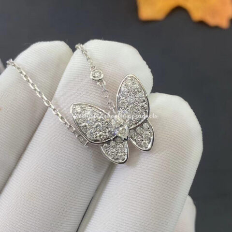 Van Cleef & Arpels VCARO3M400 Two Butterfly pendant White gold Diamond Necklace 7