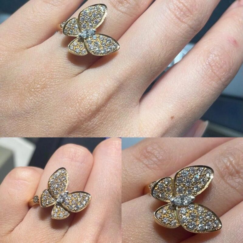 Van Cleef & Arpels VCARP3DQ00 Two Butterfly ring Yellow gold Diamond ring 7