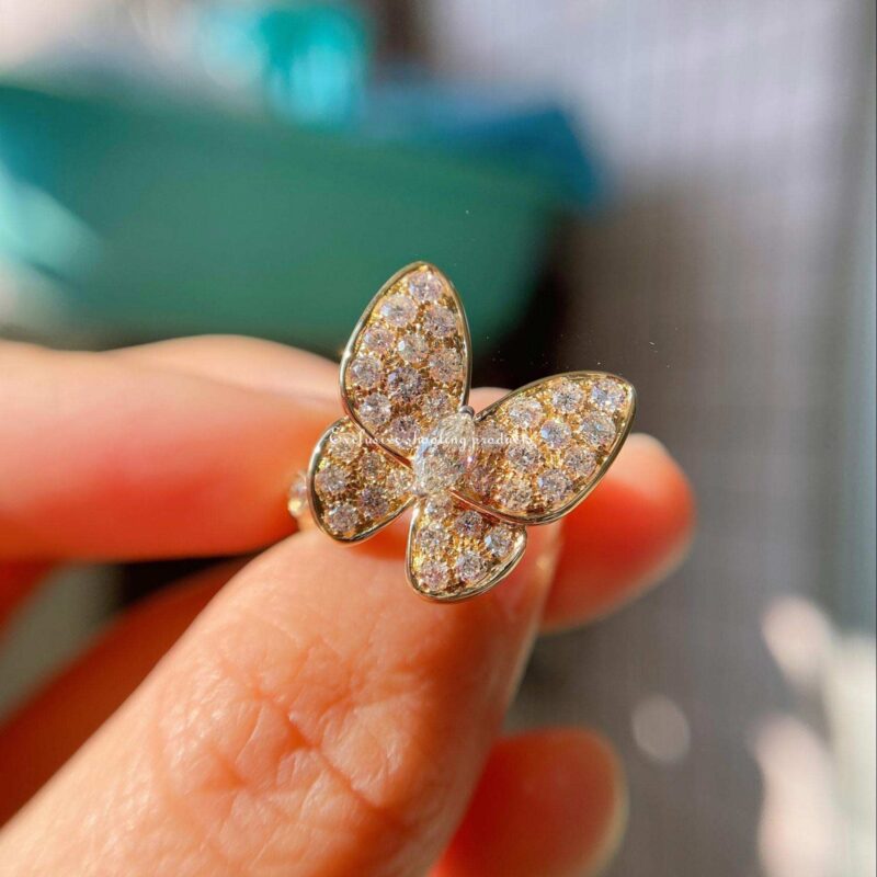 Van Cleef & Arpels VCARP3DQ00 Two Butterfly ring Yellow gold Diamond ring 6