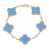 Van Cleef & Arpels Vintage Alhambra Bracelet 5 Motif 18k Yellow Gold Turquoise Bracelet 1