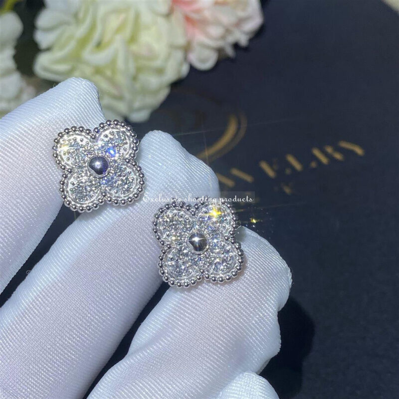 Van Cleef & Arpels VCARA44600 Vintage Alhambra Earrings White Gold Diamond 11