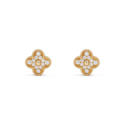 Van Cleef & Arpels VCARA44700 Vintage Alhambra Earrings Yellow Gold Diamond 1