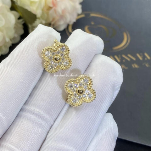 Van Cleef & Arpels VCARA44700 Vintage Alhambra Earrings Yellow Gold Diamond 7