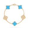 Van Cleef & Arpels Bracelet Vintage Alhambra Limited Edition Diamond Turquoise Gold Bracelet 1