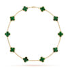 Van Cleef & Arpels VCARO3QJ00 Vintage Alhambra Necklace 10 Motifs Yellow Gold Malachite Necklace 1