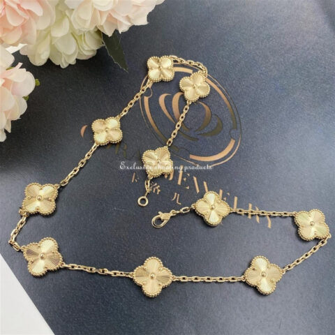 Van Cleef & Arpels VCARP3JJ00 Vintage Alhambra Necklace 10 Motifs Yellow Gold Necklace 8