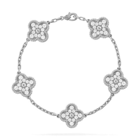 Van Cleef & Arpels VCARA41500 Vintage Alhambra bracelet 5 motifs White gold Diamond bracelet 1