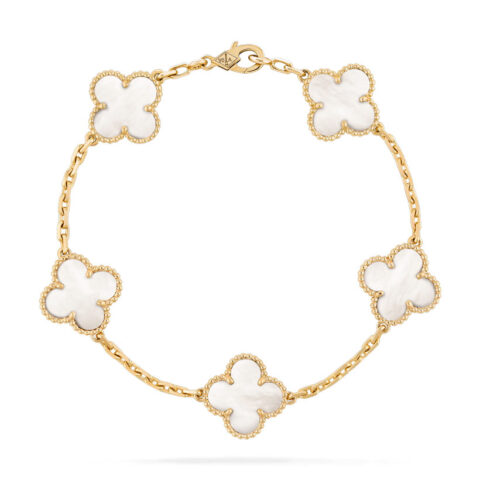 Van Cleef & Arpels VCARA41800 Vintage Alhambra bracelet 5 motifs Yellow gold Mother-of-pearl bracelet 1