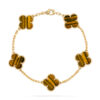 Van Cleef & Arpels VCARD35600 Vintage Alhambra bracelet 5 motifs Yellow gold Tiger Eye bracelet 1