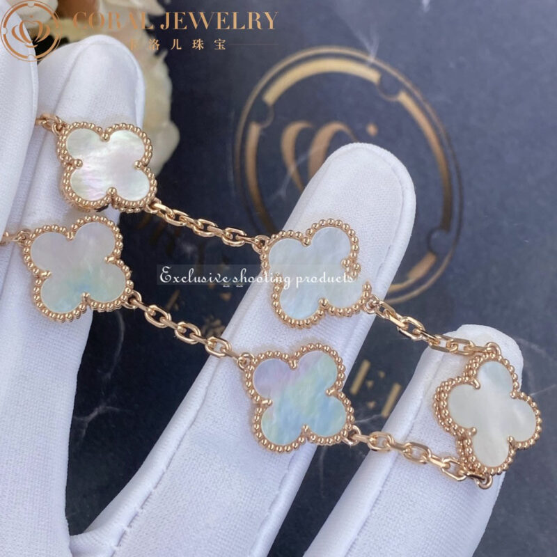 Van Cleef & Arpels VCARA41800 Vintage Alhambra bracelet 5 motifs Rose gold Mother-of-pearl bracelet 6