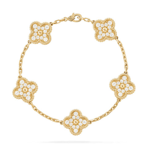 Van Cleef & Arpels Vintage Alhambra bracelet VCARA41400 5 motifs Yellow gold Diamond bracelet 1