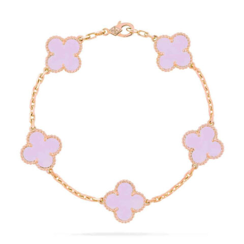 Van Cleef & Arpels Vintage Alhambra VCARA41800 bracelet 5 motifs Rose gold Pink Opal bracelet 1