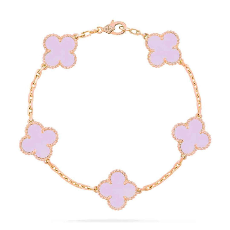 Van Cleef & Arpels Vintage Alhambra VCARA41800 bracelet 5 motifs Rose gold Pink Opal bracelet 1