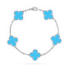 Van Cleef & Arpels VCARD34700 Vintage Alhambra bracelet 5 motifs White gold Turquoise bracelet 1