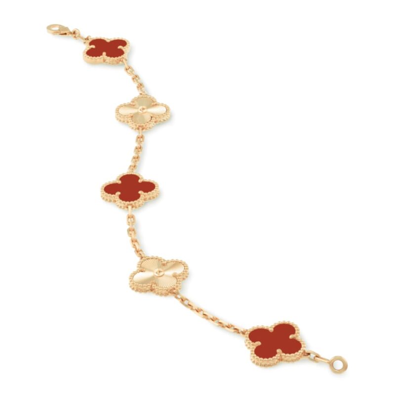 Van Cleef & Arpels VCARP7RP00 Vintage Alhambra bracelet 5 motifs Rose gold Carnelian bracelet 7