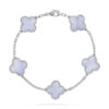 Van Cleef & Arpels VCARD34700 Vintage Alhambra bracelet 5 motifs White gold Chalcedony bracelet 1