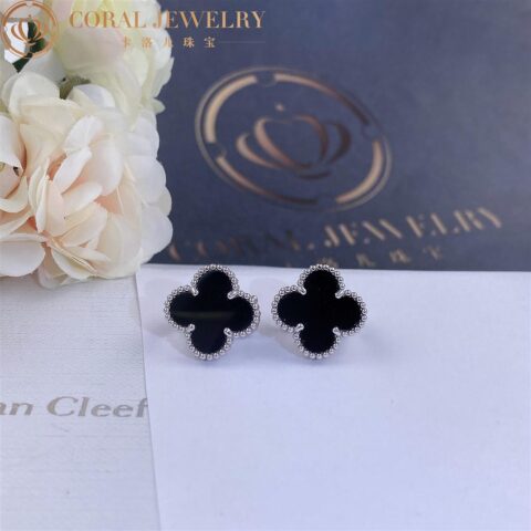 Van Cleef & Arpels VCARA44200 Vintage Alhambra earrings White gold Onyx 6