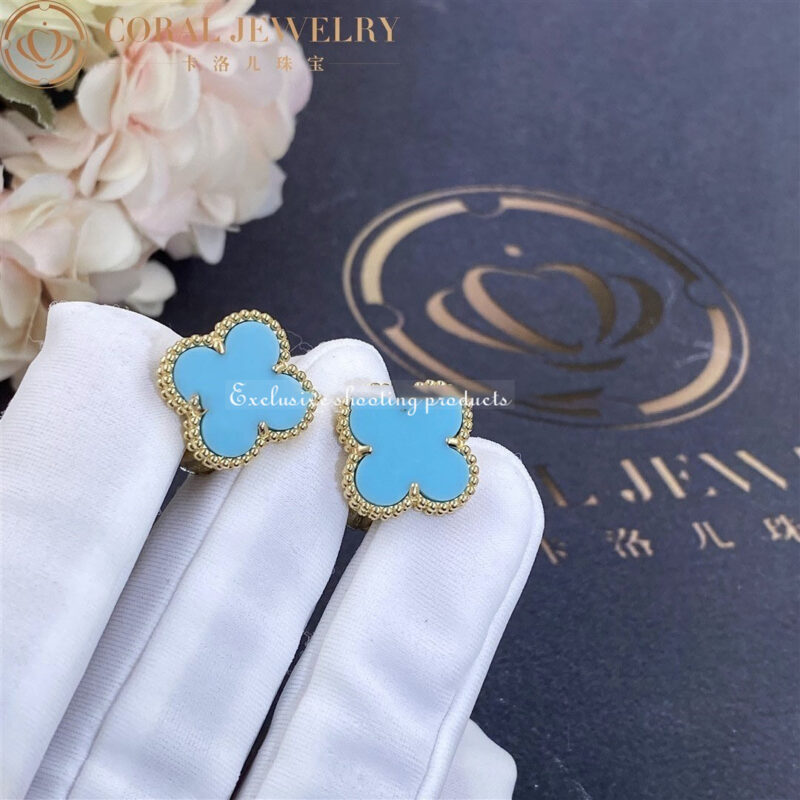 Van Cleef & Arpels Vintage Alhambra earrings VCARD40400 Yellow gold Turquoise 8