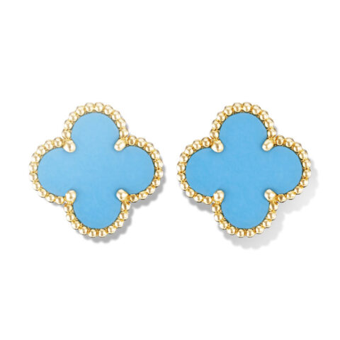 Van Cleef & Arpels Vintage Alhambra earrings VCARD40400 Yellow gold Turquoise 1