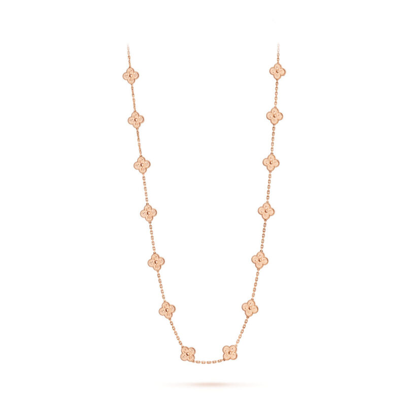 Van Cleef & Arpels VCARN9T000 Vintage Alhambra long necklace 20 motifs Rose gold necklace 6