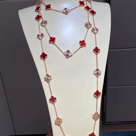 Van Cleef & Arpels VCARP7RO00 Vintage Alhambra long necklace 20 motifs Rose gold Carnelian 16