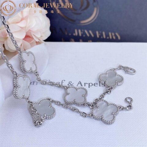 Van Cleef & Arpels Vintage Alhambra VCARF48500 necklace 10 motifs White gold Mother-of-pearl necklace 9