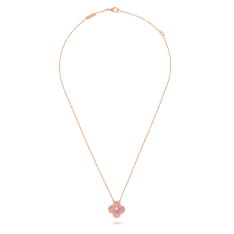 Van Cleef & Arpels VCARP7TD00 Vintage Alhambra Necklace 2021 Holiday Pendant Rose gold Rhodonite Necklaces 9