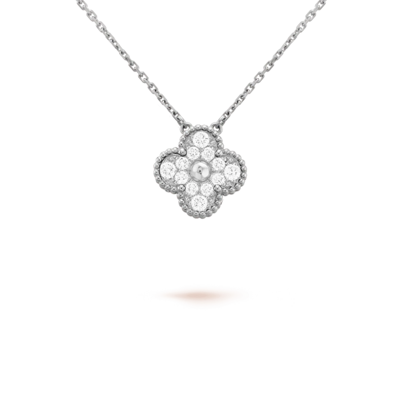 Van Cleef & Arpels VCARA46100 Vintage Alhambra pendant White gold Diamond Necklaces 1