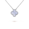 Van Cleef & Arpels VCARD34900 Vintage Alhambra pendant White gold Chalcedony Necklace 1