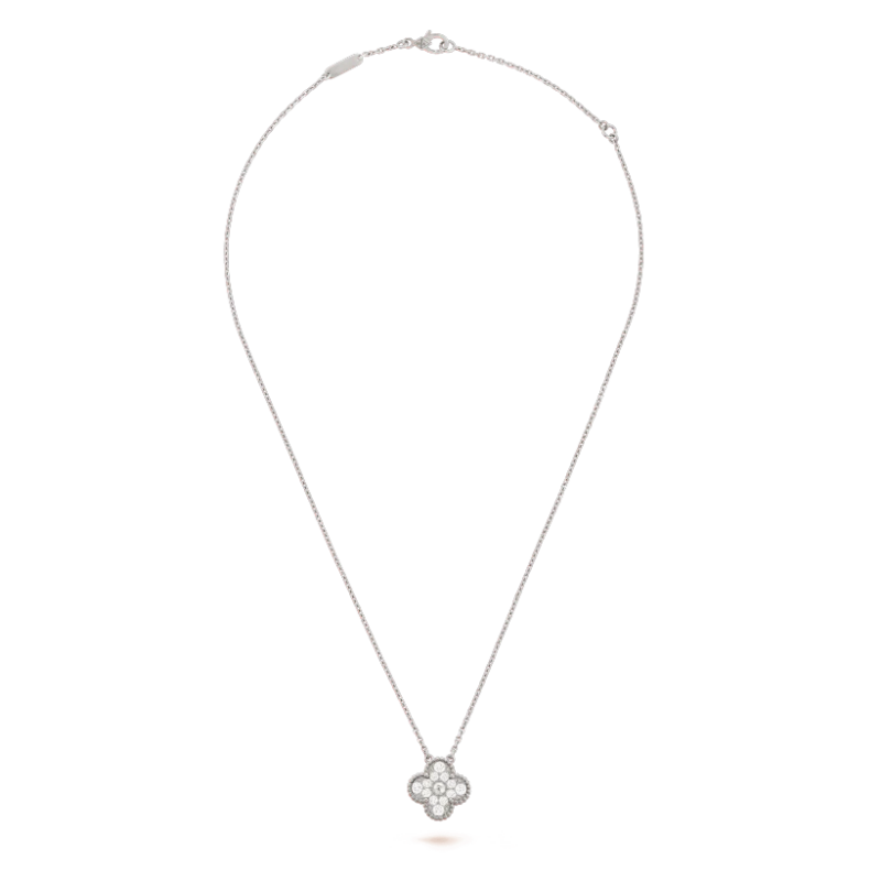 Van Cleef & Arpels VCARD34900 Vintage Alhambra pendant White gold Chalcedony Necklace 12