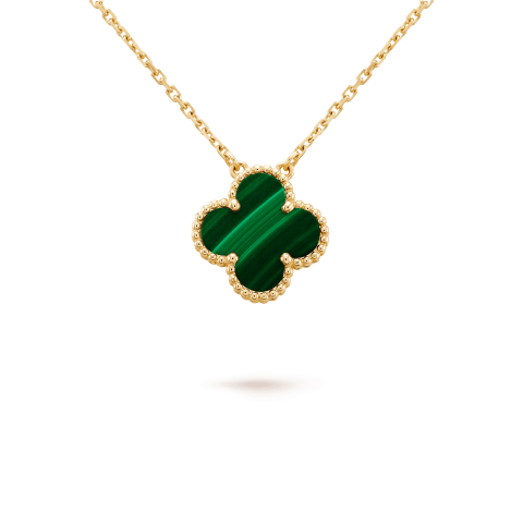 Van Cleef & Arpels VCARO9VA00 Vintage Alhambra pendant Yellow gold Malachite Necklace 1