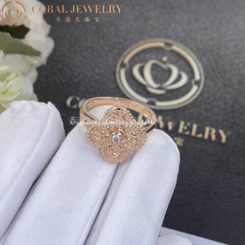 Van Cleef & Arpels VCARN9ZT00 Vintage Alhambra ring Rose gold Diamond ring 4