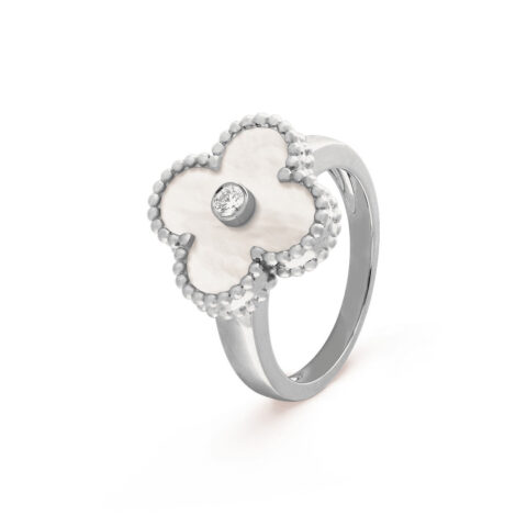 Van Cleef & Arpels VCARF48900 Vintage Alhambra ring White gold Diamond Mother-of-pearl ring 1