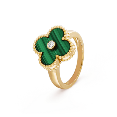 Van Cleef & Arpels VCARO3QM00 Vintage Alhambra ring Yellow gold Diamond Malachite ring 1