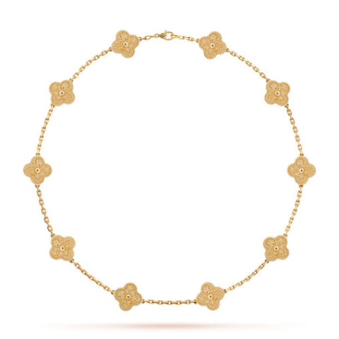 Van Cleef & Arpels necklace VCARO1ID00 Vintage Alhambra 10 motifs 18K yellow gold necklace 1