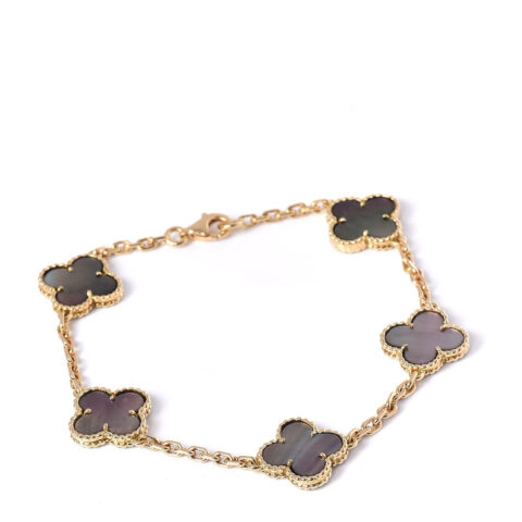 Van Cleef & Arpels Bracelet Vintage Alhambra Grey Mother of Pearl Gold Bracelet 1